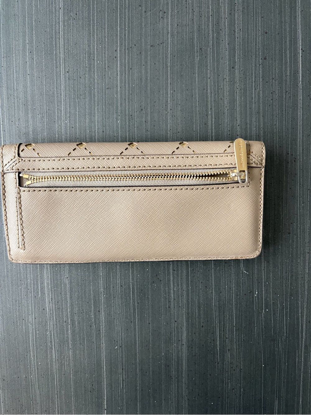 Michael Kors Taupe Quilted Wallet with Gold Studs - Picture 2 of 8